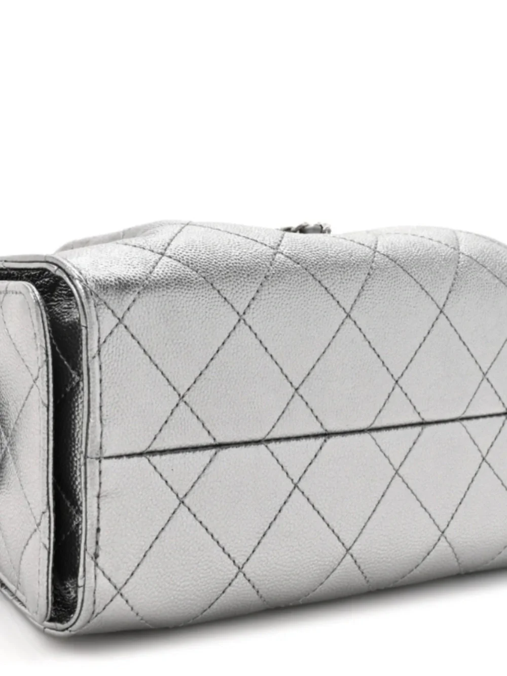 Anthracite Silver Metallic Mini Chanel 25